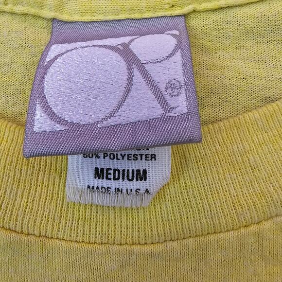 OP Vintage Retro 90's Yellow Ocean Pacific One Planet Graphic T-Shirt Size M - Picture 8 of 9